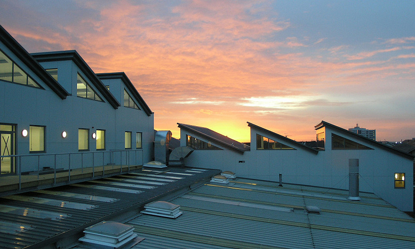 4 storey infill media teaching workshops to existing courtyard